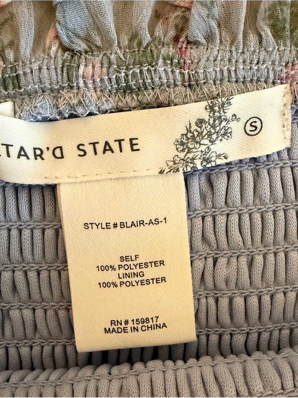 Altar’d State Blair Floral Smocked Ruffle Tiered Maxi Dress Blue S - Picture 3 of 3